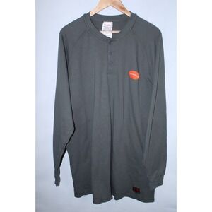 Ticomela Men's 2XL Dark Green Long Sleeve Henley Neck Flame Resistant Sweatshirt
